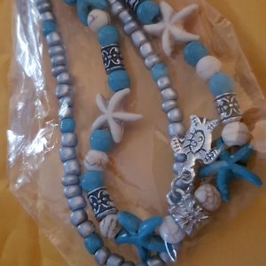 Starfish and turtle Anklet